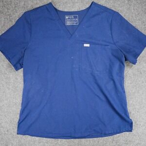 FIGS Technical Casma Three Pocket Scrub Top FW1100 Navy Blue Womens XXL 2XL